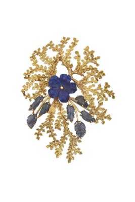 Lot 2204 - An 18 Carat Gold Lapis Lazuli and Sapphire...