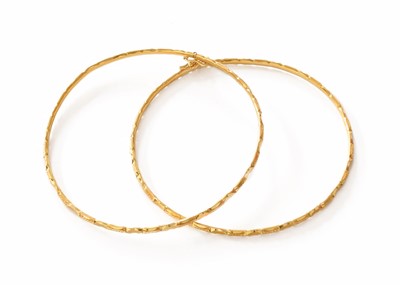 Lot 153 - A Pair of Textured Bangles, inner measurements...