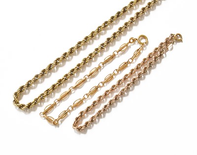 Lot 127 - A 9 Carat Gold Rope Twist Necklace, length...