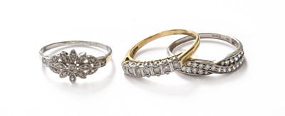 Lot 83 - Three 9 Carat Gold Diamond Rings, of varying...