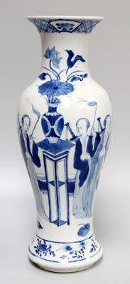 Lot 176 - A Chinese Blue and White Vase, painted with...
