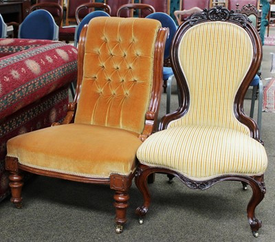 Lot 1322 - A Victorian Rosewood Framed Nursing Chair, and...