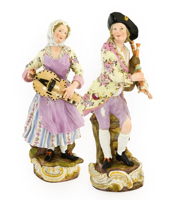 Lot 91 - A Pair of Meissen Porcelain Figures of Rustic...