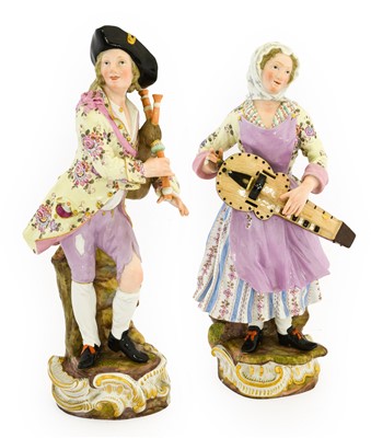 Lot 91 - A Pair of Meissen Porcelain Figures of Rustic...