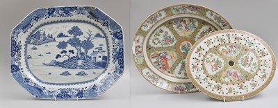 Lot 259 - A Cantonese Porcelain Platter and Drainer,...