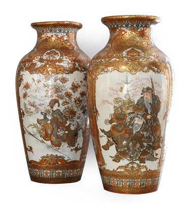 Lot 137 - A Pair of Kutani Porcelain Vases, Meiji period,...