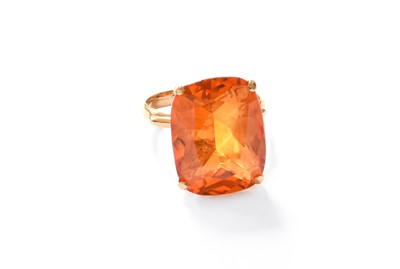 Lot 159 - A Synthetic Orange Sapphire Solitaire Ring,...