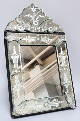 Lot 1337 - An Etched Glass Framed Mirror, with easel back.