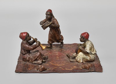 Lot 223 - A Cold Painted Bronze Figure Group, three...