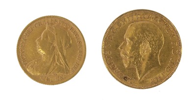 Lot 192 - Victoria, Half Sovereign and George V,...