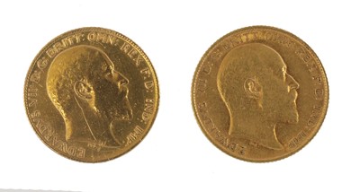 Lot 206 - 2x Edward VII, Half Sovereigns, 1908 & 1910,...