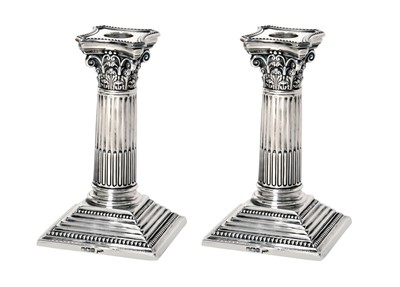 Lot 2428 - A Pair of Edward VII Silver Candlesticks