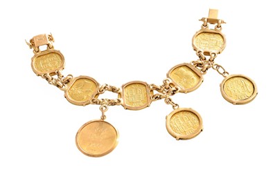 Lot 1030 - A Sovereign Bracelet, five chain linked...