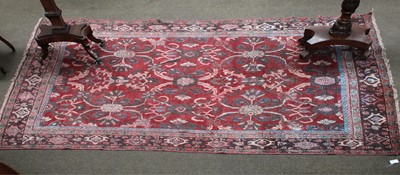 Lot 1012 - Mahal Carpet, the brick red lattice field of...