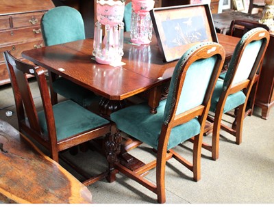 Lot 1309 - A Carved Oak Drawer Leaf Table, together with...