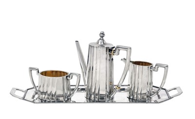 Lot 2376 - A Three-Piece Austrian Silver Coffee-Service With an Austro-Hungarian Silver Tray En Suite