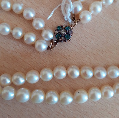 Lot 2079 - A Double Row Cultured Pearl Necklace, with An...