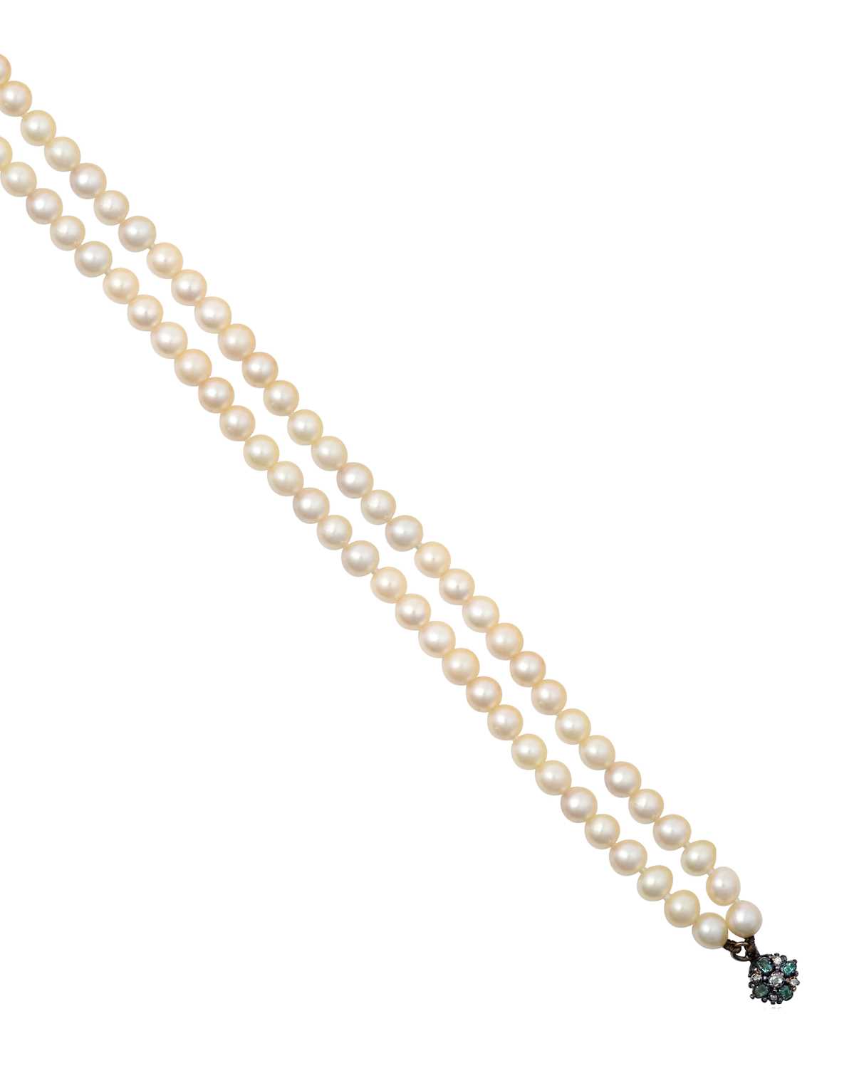 Lot 2079 - A Double Row Cultured Pearl Necklace, with An...