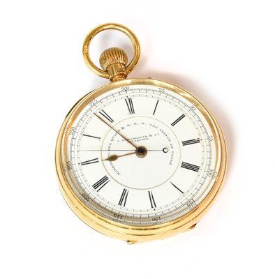 Lot 224 - An 18 Carat Gold Open Faced Chronograph Pocket...