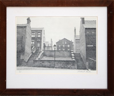 Lot 1100 - Stuart Walton (b.1933) Leeds street scene...
