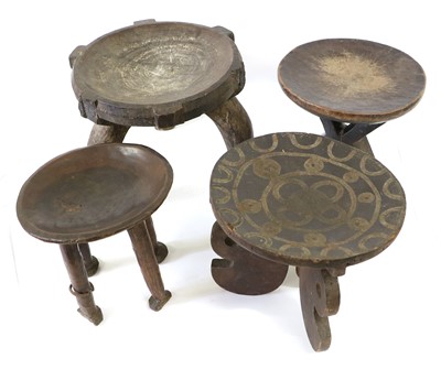 Lot 162 - A Shona Wood Stool, carved from one piece of...