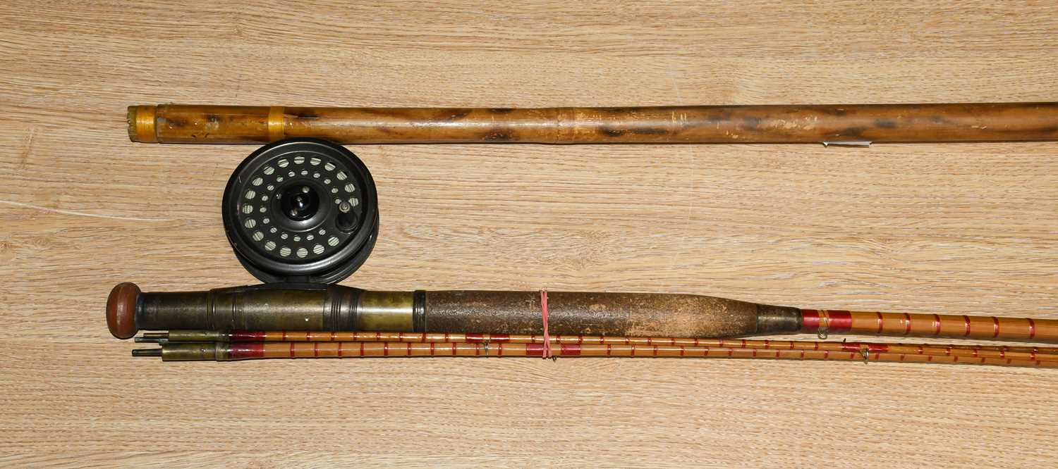 Sold at Auction: A vintage split-cane fly fishing rod to/w three