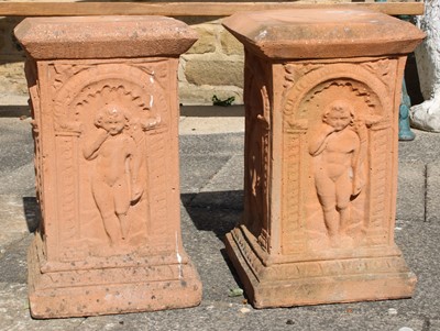 Lot 1233 - A Pair of Reconstituted Terracota Coloured...