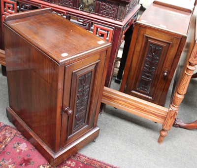 Lot 1344 - A Pair of Carved Mahogany Bedside Cabinets,...