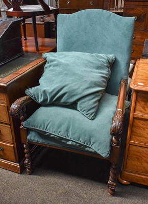 Lot 1302 - A Carolean Style Carved Open Armchair