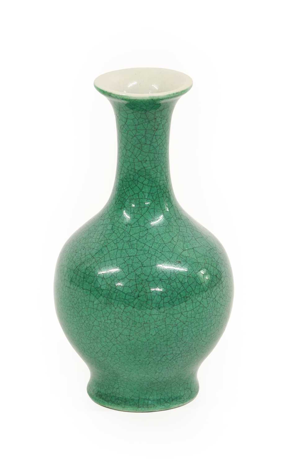 Lot 358 - A Chinese Green-Glazed Porcelain Vase, Qing...