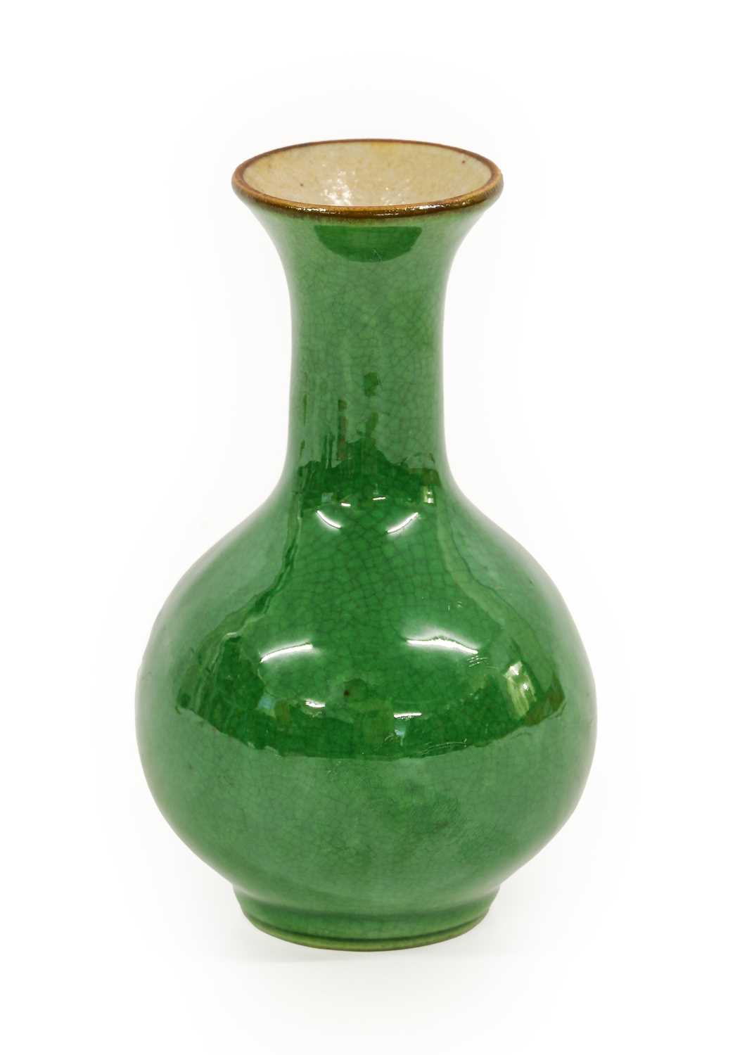 Lot 104 - A Chinese Green-Glazed Porcelain Vase, Qing...