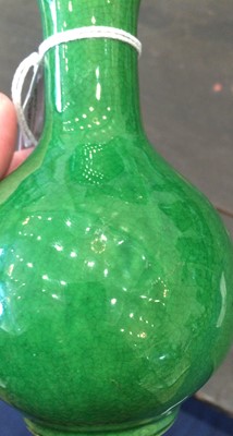 Lot 104 - A Chinese Green-Glazed Porcelain Vase, Qing...