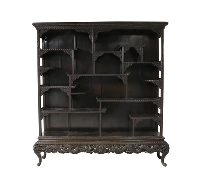 Lot 134 - A Chinese Hardwood and Ebonised Display...