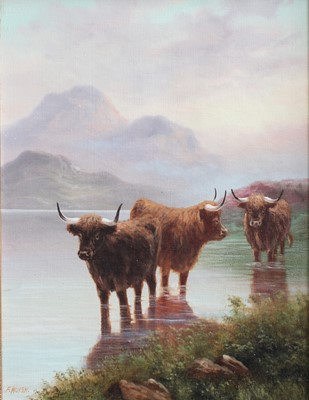 Lot 1044 - F* Huish (19th/20th century) Highland cattle...