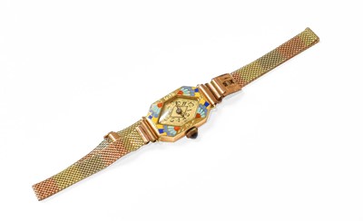 Lot 375a - A Lady's 18 Carat Gold Enamel Wristwatch,...