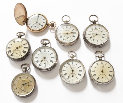 Lot 197 - Seven Silver and One Plated Pocket Watches