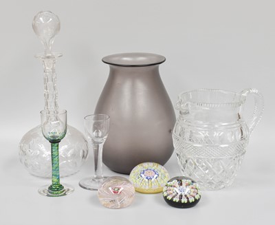 Lot 309 - A Late Georgian Wine Glass, three Millefiore...