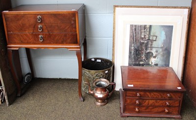 Lot 104 - A Three Drawer Canteen Table, containing an...