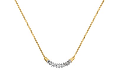 Lot 2176 - A Diamond Necklace the central section formed...