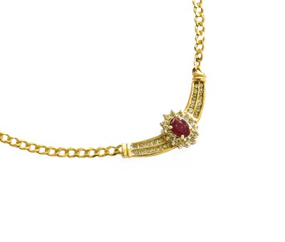Lot 35 - A Synthetic Ruby and Diamond Necklace, the...