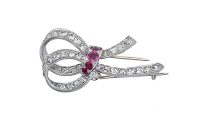Lot 2107 - A Ruby and Diamond Brooch realistically...