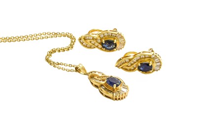 Lot 36 - A Sapphire and Diamond Pendant on Chain,...