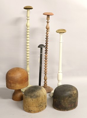 Lot 2263 - Three Wooden Millinery Hat Blocks, including a...