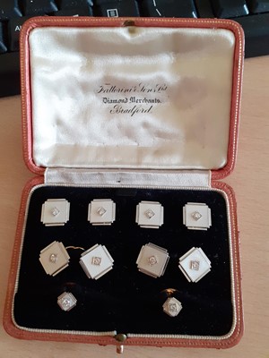 Lot 2089 - A Mother-of-Pearl and Diamond Dress Stud,...