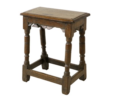 Lot 197 - A 17th Century Oak Joint Stool, of rectangular...