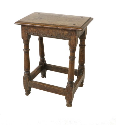 Lot 200 - A 17th Century Oak Joint Stool, of rectangular...