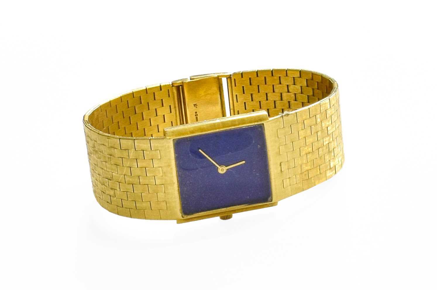 Lot 20 - An 18 Carat Gold Square Shaped Wristwatch,...