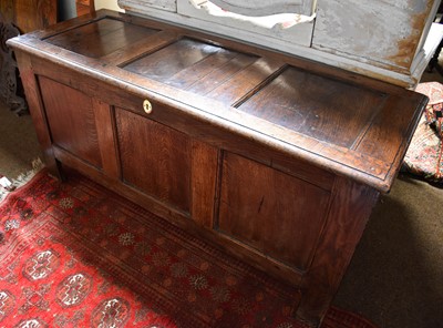 Lot 1195 - A 18th Century Oak Three Panel Coffer, 150cm...