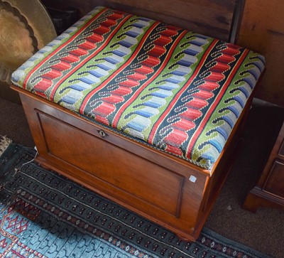 Lot 1276 - A Victorian Mahogany Box Stool, with tapestry...