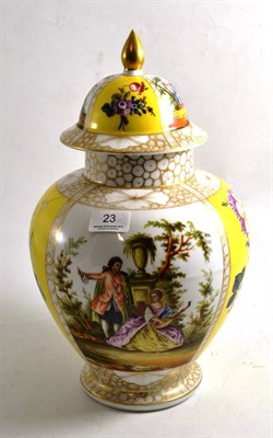 Lot 23 - A Dresden yellow ground vase